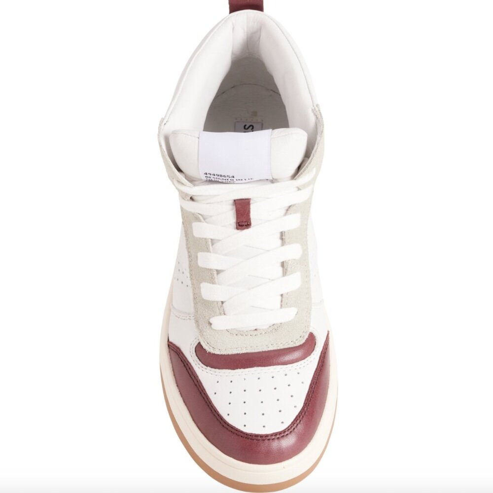 NEW Steve Madden Quality LEATHER Womens Sneakers Shoes White Burgundy size 6 - Picture 14 of 16